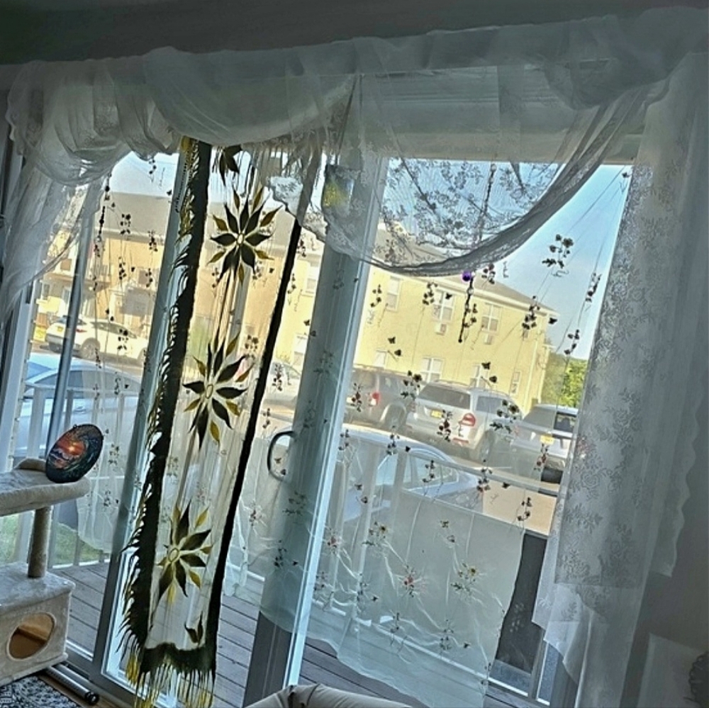 French Sheer Lace Vintage Window Scarf